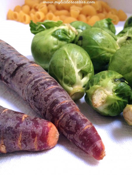 Pipe Rigate chou de bruxelles sauce crémeuse au vin rouge